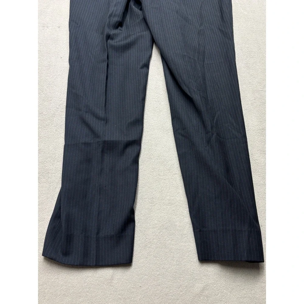 Vintage Giorgio Armani Mens Navy Blue Pinstripe Wool Blend Dress Pants Size 30